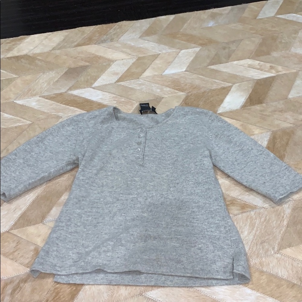 Grey Soft Short Sleeve Top, quarter button